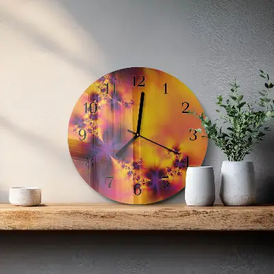 Kulaté skleněné hodiny na zeď Květiny