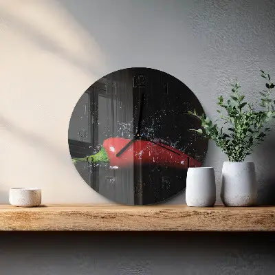 Hodiny na skle kulaté Chilli papričky