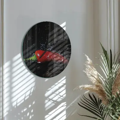 Hodiny na skle kulaté Chilli papričky