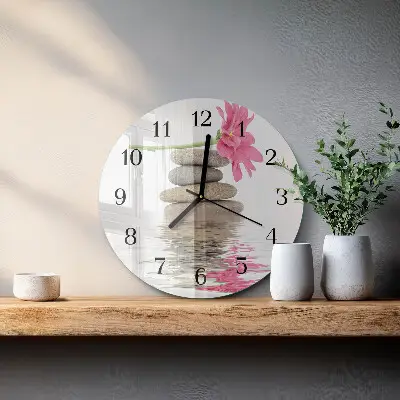 Hodiny s fotkou skleněné kulaté Kameny