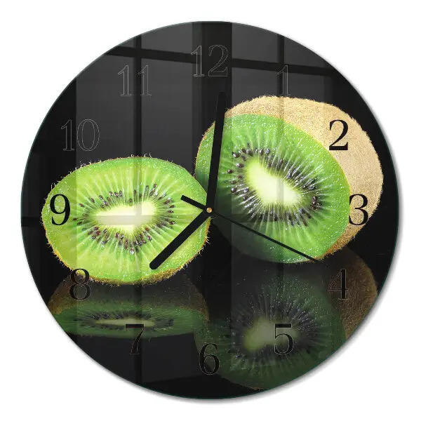 Kulaté skleněné hodiny na stěnu Kiwi