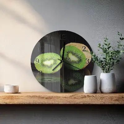 Kulaté skleněné hodiny na stěnu Kiwi
