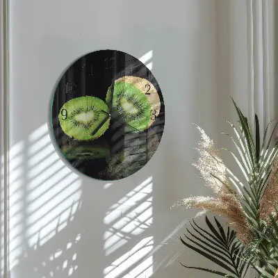 Kulaté skleněné hodiny na stěnu Kiwi
