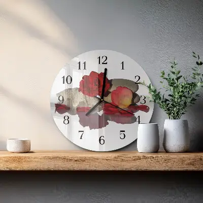 Hodiny s fotkou skleněné kulaté Miska růží