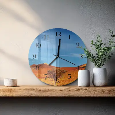 Nástěnné hodiny skleněné kulaté Poušť