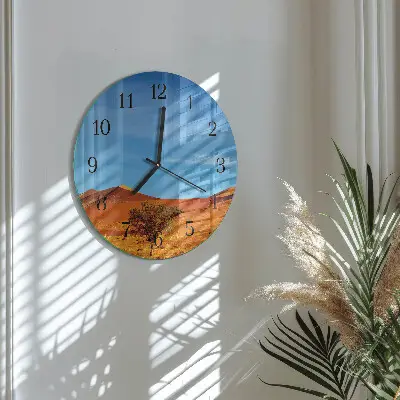 Nástěnné hodiny skleněné kulaté Poušť