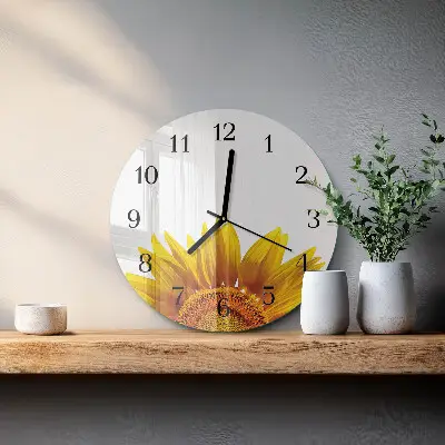 Kulaté skleněné hodiny na zeď Květ