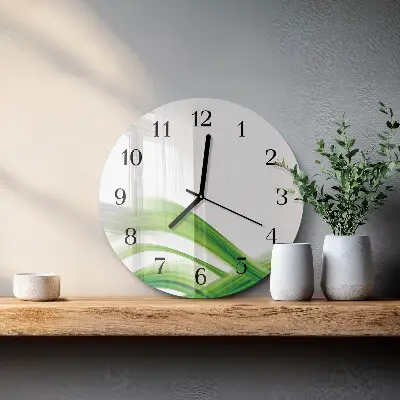 Kulaté skleněné hodiny na stěnu Abstraktní vlna
