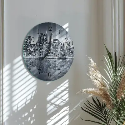 Kulaté skleněné hodiny na zeď Horizont
