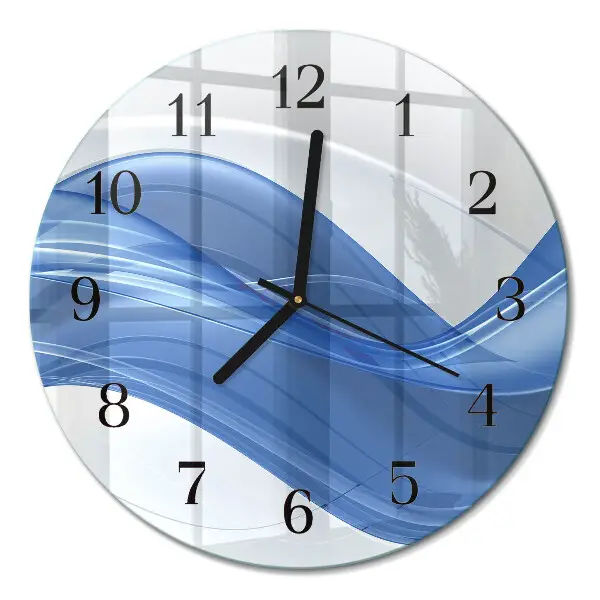 Kulaté skleněné hodiny na stěnu Abstraktní linie