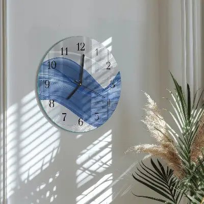 Kulaté skleněné hodiny na stěnu Abstraktní linie