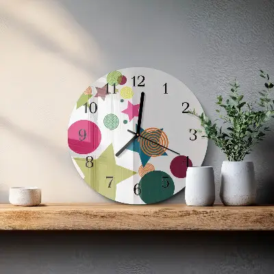 Kulaté skleněné hodiny na stěnu Hvězdy