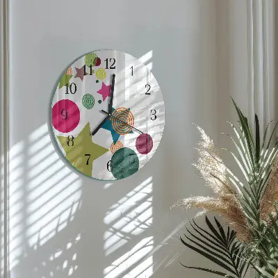 Kulaté skleněné hodiny na stěnu Hvězdy