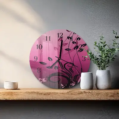Hodiny na skle kulaté Floristické umění