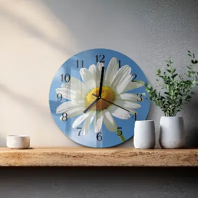 Hodiny s fotkou skleněné kulaté Květ