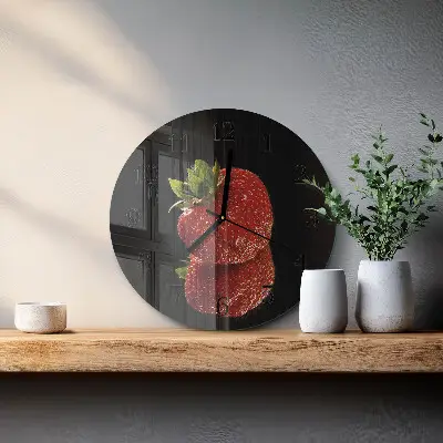 Nástěnné hodiny skleněné kulaté Jahoda