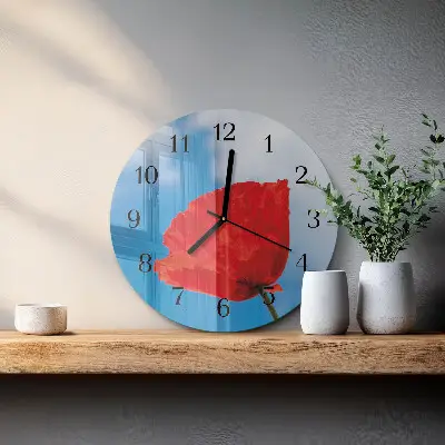 Kulaté skleněné hodiny na stěnu Mák