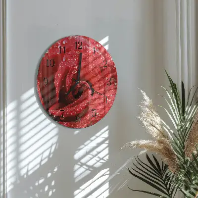 Nástěnné hodiny skleněné kulaté Růže