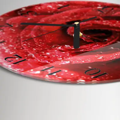Nástěnné hodiny skleněné kulaté Růže