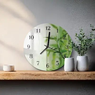 Hodiny s fotkou skleněné kulaté Bambus
