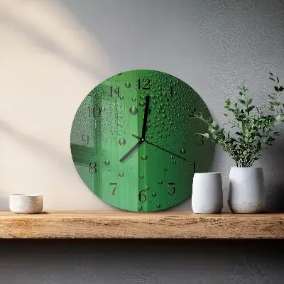 Kulaté skleněné hodiny na zeď Kapky vody