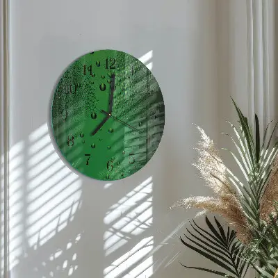 Kulaté skleněné hodiny na zeď Kapky vody