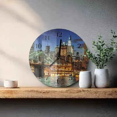 Kulaté skleněné hodiny na stěnu Horizont