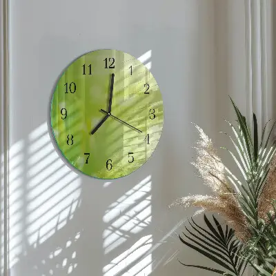 Kulaté skleněné hodiny na zeď Tráva