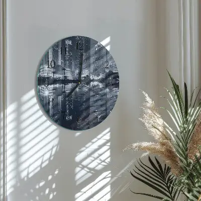 Kulaté skleněné hodiny na zeď Horizont