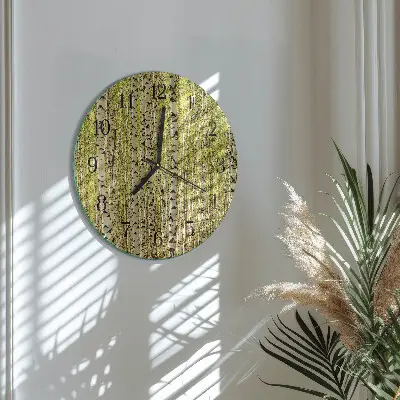 Hodiny na skle kulaté Březový les