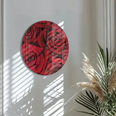 Nástěnné hodiny skleněné kulaté Růže