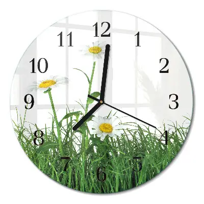 Kulaté skleněné hodiny na zeď Sedmikrásky
