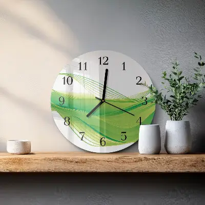 Kulaté skleněné hodiny na stěnu Abstraktní linie