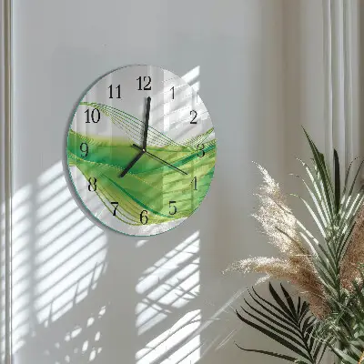 Kulaté skleněné hodiny na stěnu Abstraktní linie
