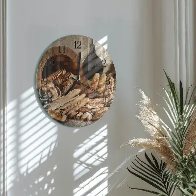 Hodiny s fotkou skleněné kulaté Chléb