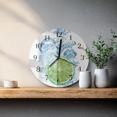 Nástěnné hodiny skleněné kulaté Uhličitan vápenatý