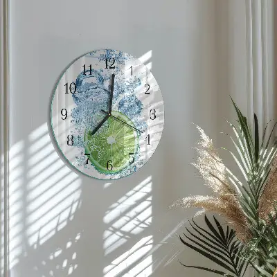Nástěnné hodiny skleněné kulaté Uhličitan vápenatý