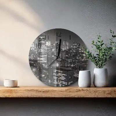 Kulaté skleněné hodiny na zeď Horizont