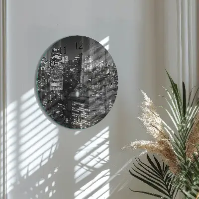Kulaté skleněné hodiny na zeď Horizont