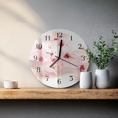 Hodiny s fotkou skleněné kulaté Květiny