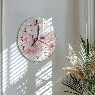 Hodiny s fotkou skleněné kulaté Květiny