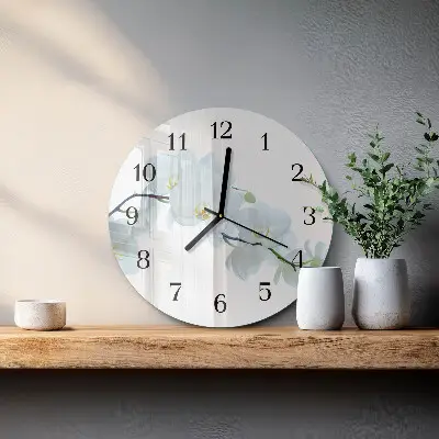 Hodiny s fotkou skleněné kulaté Orchidej