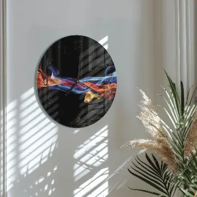 Kulaté skleněné hodiny na zeď Abstraktní kouř