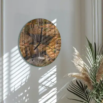 Hodiny s fotkou skleněné kulaté Vodopád