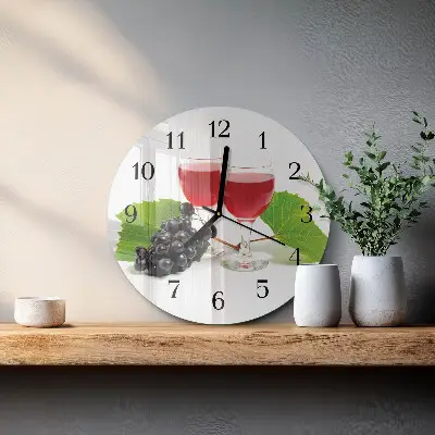 Nástěnné hodiny skleněné kulaté Hrozny na víno