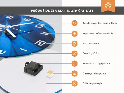 Kulaté skleněné hodiny na stěnu Hrozny na víno