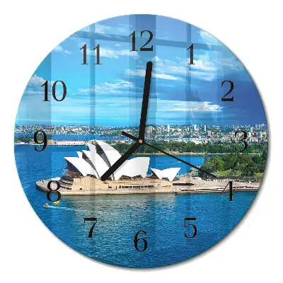 Hodiny s fotkou skleněné kulaté Opera v Sydney