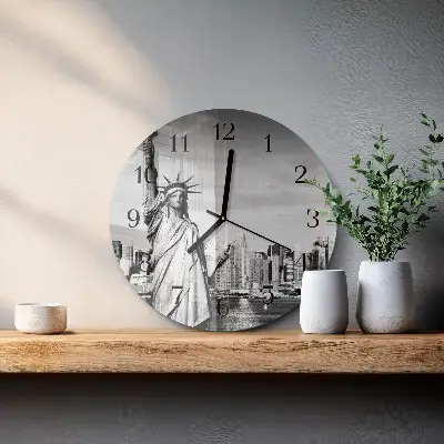 Nástěnné hodiny skleněné kulaté Socha svobody