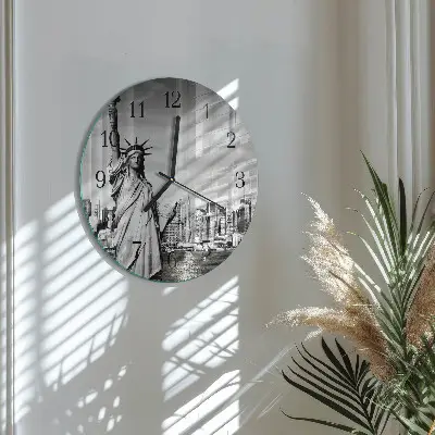 Nástěnné hodiny skleněné kulaté Socha svobody