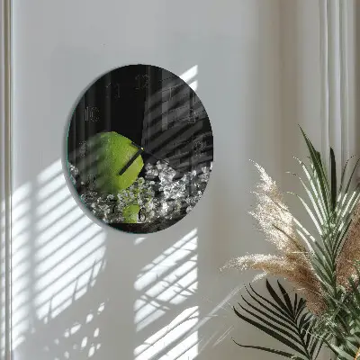 Kulaté skleněné hodiny na zeď Uhličitan vápenatý